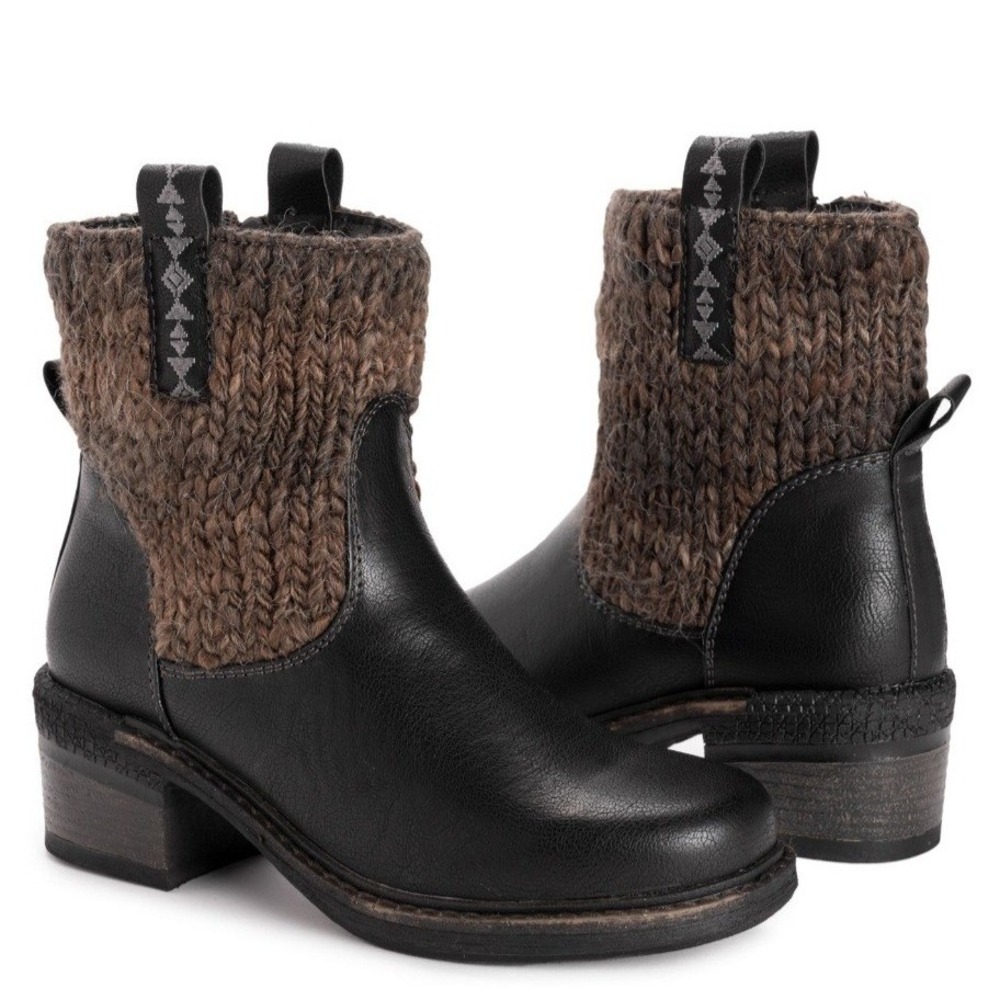 Muk Luks‎ Womens Black Ombre Knit Cuff Ankle Boots 1000184 Size 6.5